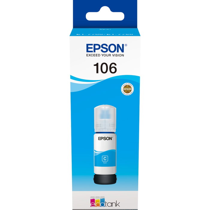 Epson Réservoir d'encre 106 Cyan C13T00R240 (70 ml) reconnues pour EcoTank