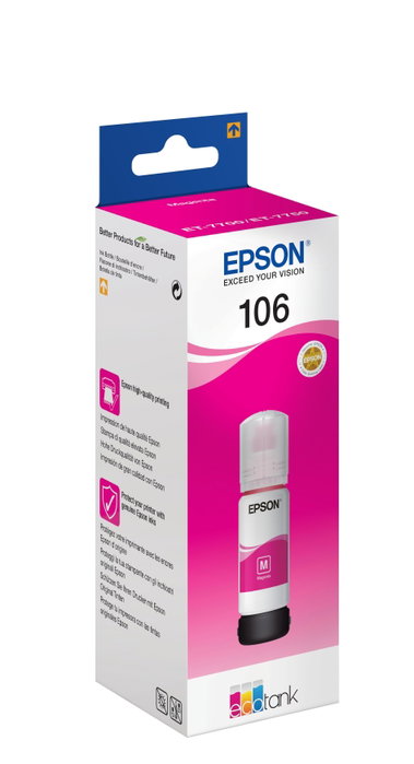 Epson Cartouche d'encre EcoTank T106 Magenta 70ml (C13T00R340) பிரante Epson Cartouche d'encre EcoTank T106 Magenta 70ml (C13T00R340) பிரante