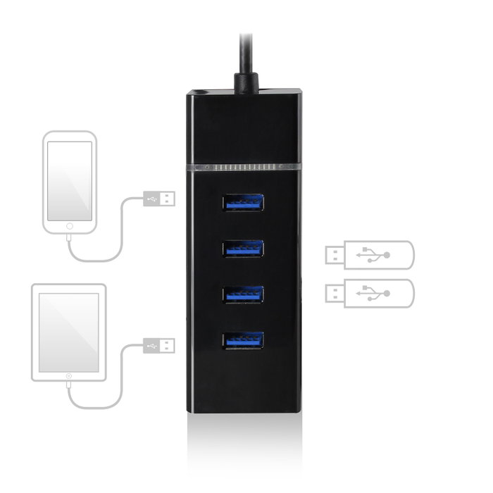 Ewent EW1137 Concentrateur USB Type-C 4 Ports USB 3.2 Gen1 Hub Multiprise Noir Ewent EW1137 Concentrateur USB Type-C 4 Ports USB 3.2 Gen1 Hub Multiprise Noir