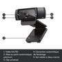 Logitech C920 Webcam Full HD 1080p/30 fps avec Vidéoconférence Skype et Optique Carl Zeiss - Résolution HD 720p - Mise au Point Automatique - Audio Stéréo