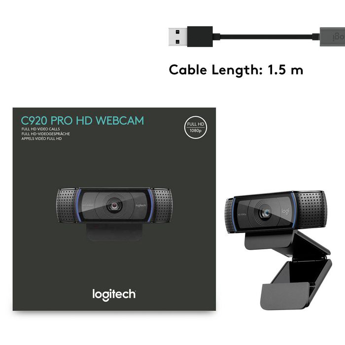 Logitech C920 Webcam Full HD 1080p/30 fps avec Vidéoconférence Skype et Optique Carl Zeiss - Résolution HD 720p - Mise au Point Automatique - Audio Stéréo Logitech C920 Webcam Full HD 1080p/30 fps avec Vidéoconférence Skype et Optique Carl Zeiss - Résolution HD 720p - Mise au Point Automatique - Audio Stéréo