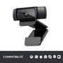 Logitech C920 Webcam Full HD 1080p/30 fps avec Vidéoconférence Skype et Optique Carl Zeiss - Résolution HD 720p - Mise au Point Automatique - Audio Stéréo