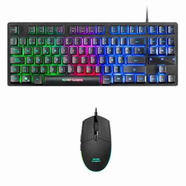 Clavier et Souris Gaming Mars Gaming MCPTKLES Noir Espagnol Qwerty