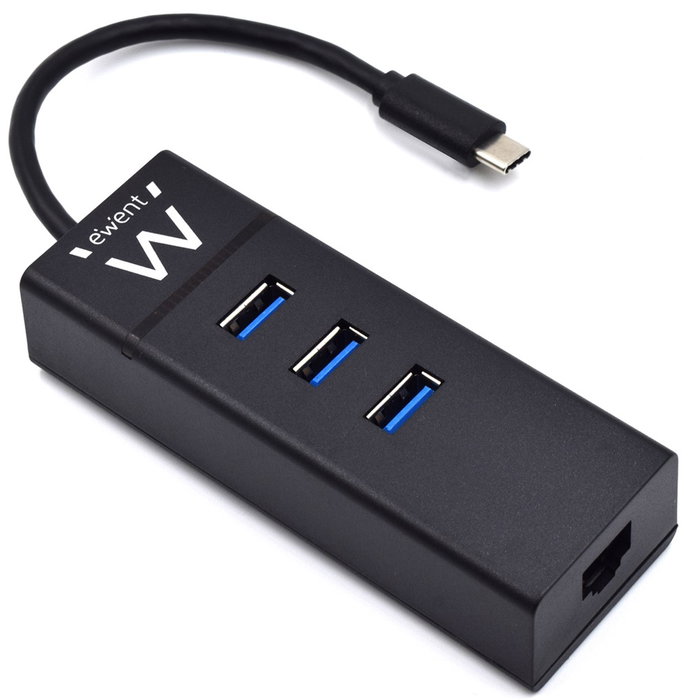 Ewent HUB USB-C 3.0 3 Ports + Gigabit RJ45 EW1141 Noir Ewent HUB USB-C 3.0 3 Ports + Gigabit RJ45 EW1141 Noir