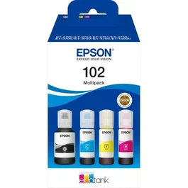 Epson - Multipack de cartouches d'encre 4 couleurs pour imprimante EcoTank 102 (Modèle: PACK ECOTANK 102)