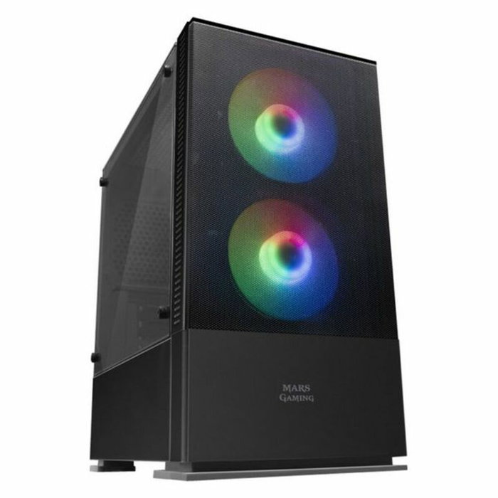 Mars Gaming MCZ Premium Boîtier PC Micro-ATX avec 2 ventilateurs RGB, USB 3.0, fenêtre acrylique, noir