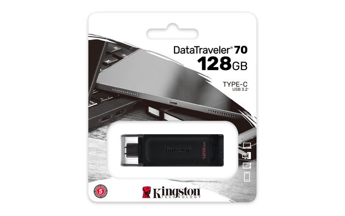 Kingston DataTraveler 70 - Clé USB 3.2 Gen 1 Type-C 128 Go - Portable pour Ordinateurs, Tablettes et Téléphones
