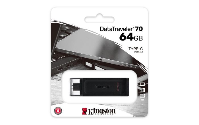 Kingston DataTraveler 70 - Clé USB 3.2 Gen 1 Type-C - 64 Go - Stockage portable haute vitesse pour ordinateurs, tablettes et téléphones Kingston DataTraveler 70 - Clé USB 3.2 Gen 1 Type-C - 64 Go - Stockage portable haute vitesse pour ordinateurs, tablettes et téléphones