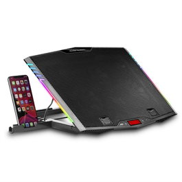 Mars Gaming MNBC5 Base de Refroidissement pour PC Portable jusqu'à 17.3", 6 Ventilateurs, ARGB, Support Smartphone