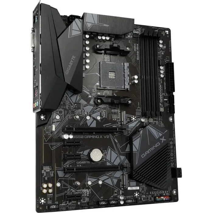 Gigabyte Carte mère B550 Gaming X V2 - Socket AM4 pour AMD Ryzen 5000, VRM 10+3 phases, DDR4 jusqu'à 4733 MHz, 2x M.2 PCIe, LAN 1GbE, USB 3.2 Gen 2, Format ATX Gigabyte Carte mère B550 Gaming X V2 - Socket AM4 pour AMD Ryzen 5000, VRM 10+3 phases, DDR4 jusqu'à 4733 MHz, 2x M.2 PCIe, LAN 1GbE, USB 3.2 Gen 2, Format ATX