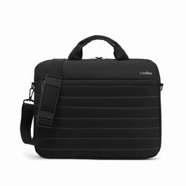 Coolbox Housse Malette Ordinateur Portable 14 Pouces Rembourrée Imperméable Sacoche Bandoulière Noire Bleue