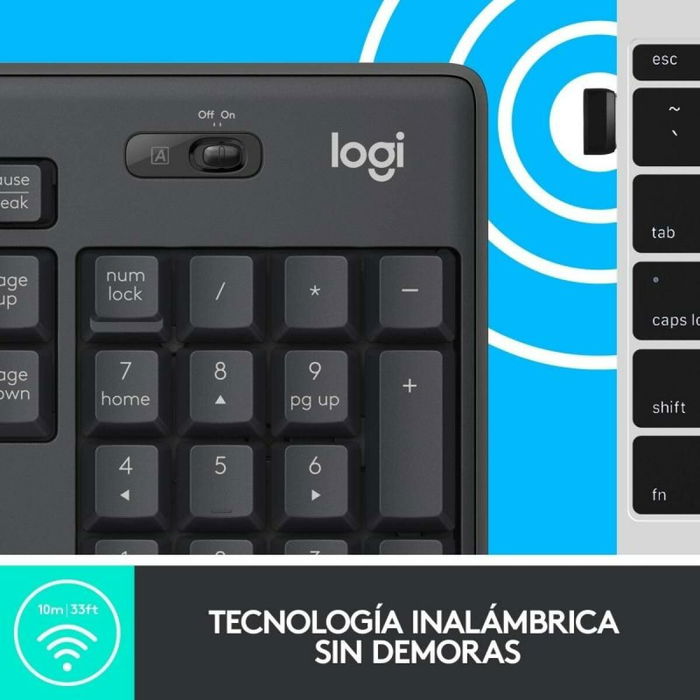 Clavier et souris sans fil Logitech MK295 Gris Espagnol Qwerty