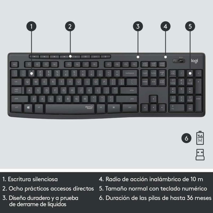 Clavier et souris sans fil Logitech MK295 Gris Espagnol Qwerty