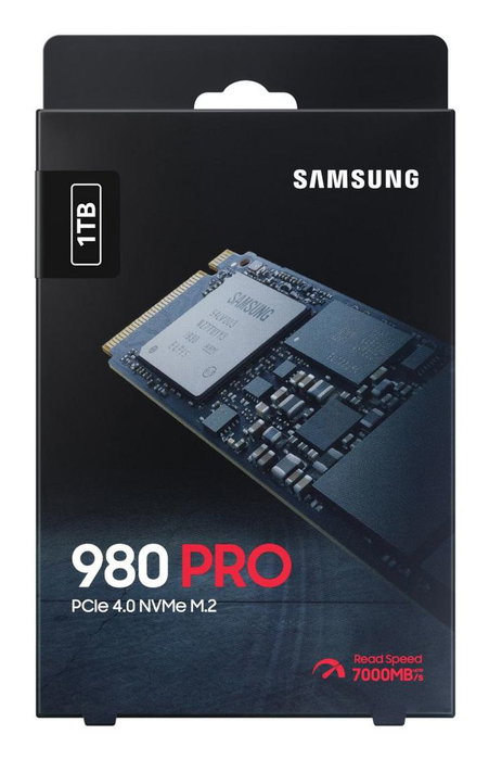 Samsung 980 PRO - SSD 1 To M.2 NVMe PCIe 4.0, Vitesse de lecture jusqu'à 7000 Mo/s, Format 2280, Contrôleur Elpis, V-NAND MLC