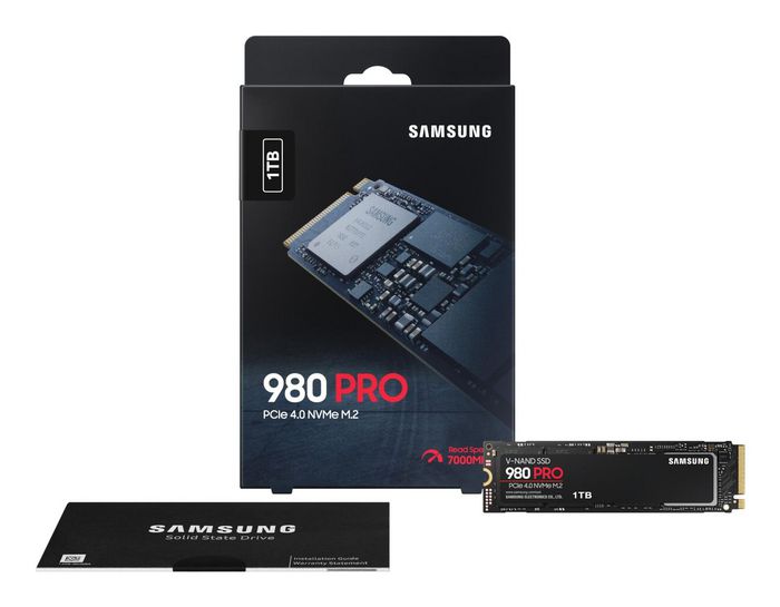 Samsung 980 PRO - SSD 1 To M.2 NVMe PCIe 4.0, Vitesse de lecture jusqu'à 7000 Mo/s, Format 2280, Contrôleur Elpis, V-NAND MLC