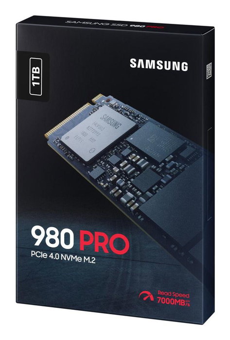 Samsung 980 PRO - SSD 1 To M.2 NVMe PCIe 4.0, Vitesse de lecture jusqu'à 7000 Mo/s, Format 2280, Contrôleur Elpis, V-NAND MLC