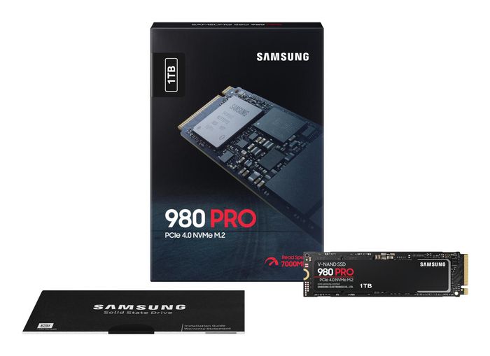 Samsung 980 PRO - SSD 1 To M.2 NVMe PCIe 4.0, Vitesse de lecture jusqu'à 7000 Mo/s, Format 2280, Contrôleur Elpis, V-NAND MLC