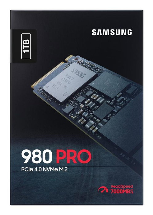 Samsung 980 PRO - SSD 1 To M.2 NVMe PCIe 4.0, Vitesse de lecture jusqu'à 7000 Mo/s, Format 2280, Contrôleur Elpis, V-NAND MLC