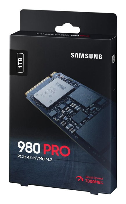 Samsung 980 PRO - SSD 1 To M.2 NVMe PCIe 4.0, Vitesse de lecture jusqu'à 7000 Mo/s, Format 2280, Contrôleur Elpis, V-NAND MLC