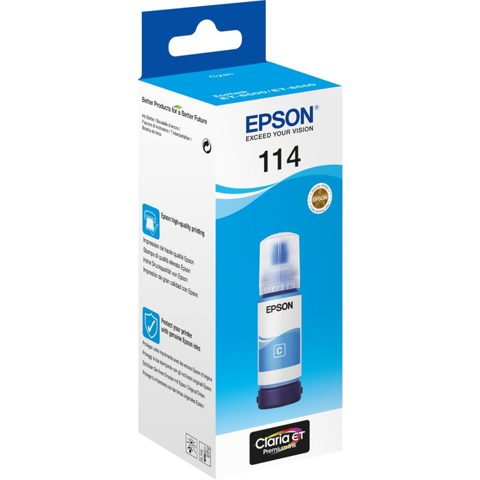 Epson EcoTank 114 Cyan 70ml (C13T07B240) Bottled Ink