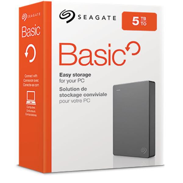 Seagate Disque dur externe portable 5 To USB 3.0 Basic - Stockage pour PC Windows, design léger et compact, prêt à l'emploi, pour fichiers et sauvegarde