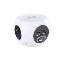 Nanocable Regleta Base Enchufes 3 Prises Shucko avec 4 Ports USB (2 USB-A, 2 USB-C) 1.4 m