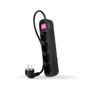Nanocable 10.37.0004-BK Réglette 4 Prises 1.4 m avec Interrupteur et Protection Enfant Noir