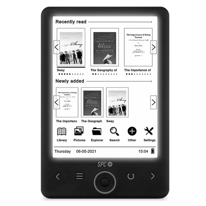 SPC Dickens Light 2 6" eBook eReader 8GB microSD, écran E-Ink rétroéclairé, léger, autonomie 1 mois