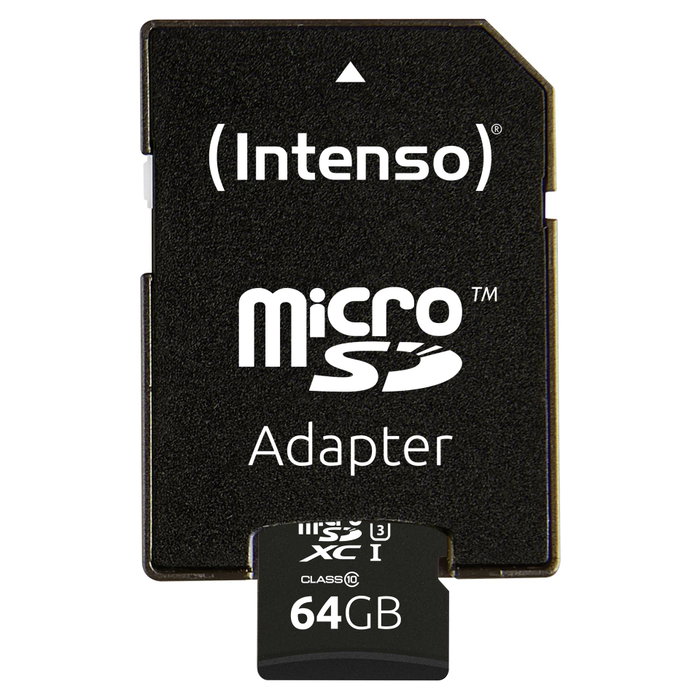 Intenso Carte mémoire micro SD 64 Go professionnelle v30 + adaptateur SD