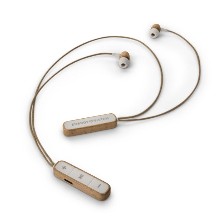 Energy Sistem Écouteurs Intra-Auriculaires Eco Beech Bluetooth 5.1 USB-C Bois de Hêtre Naturel, Autonomie 8h, avec Micro