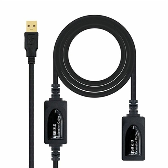 NANOCABLE Câble rallonge USB 2.0 10m avec amplificateur, Noir
