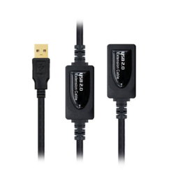 NANOCABLE Câble rallonge USB 2.0 10m avec amplificateur, Noir
