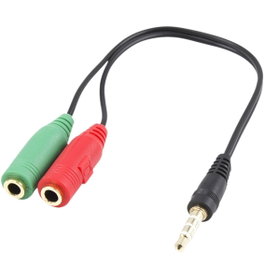 Ewent EC1640 Câble Adaptateur Audio Jack 3.5 mm Mâle 4 broches vers 2x Femelle 3.5 mm 3 broches 0.15m Noir