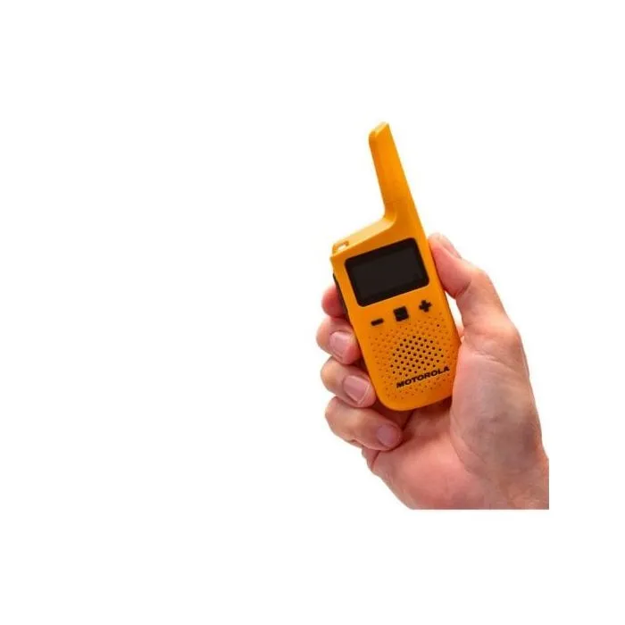 Motorola Talkabout T72 - Duo de talkies-walkies PMR446, portée 8 km, 16 canaux, 121 codes, IP54, autonomie 24h, jaune