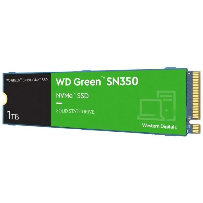 Western Digital Disque SSD Interne Green SN350 1 To M.2 NVMe PCIe 3.0 x4 WDS100T3G0C Western Digital Disque SSD Interne Green SN350 1 To M.2 NVMe PCIe 3.0 x4 WDS100T3G0C