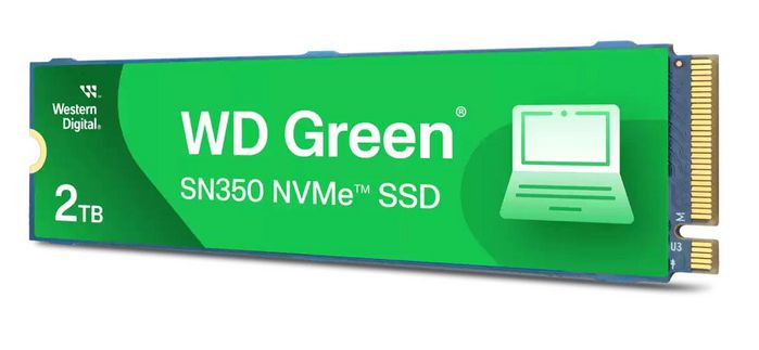 Western Digital WD Green SN350 SSD NVMe 2 To PCIe M.2 2280, vitesse de lecture jusqu'à 3200 Mo/s