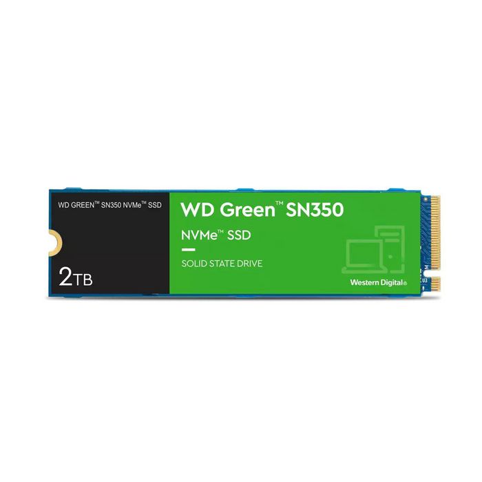 Western Digital WD Green SN350 SSD NVMe 2 To PCIe M.2 2280, vitesse de lecture jusqu'à 3200 Mo/s Western Digital WD Green SN350 SSD NVMe 2 To PCIe M.2 2280, vitesse de lecture jusqu'à 3200 Mo/s