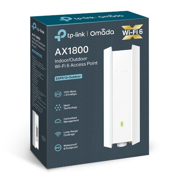 Omada EAP - Point d'accès WiFi 6 AX1800 Dual-Band pour intérieur et extérieur, avec gestion cloud Omada SDN et boîtier IP67