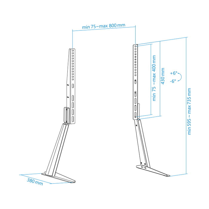 Tooq Support de Tableau pour Écrans 32-70 Pouces, VESA, Réf. TQVP70B, Noir