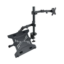 Tooq Support Mural pour Écran et PC Portable 13-32 Pouces et 10-15.6 Pouces, VESA 75x75/100x100, Rotation 180°, Inclinaison 45°, Noir