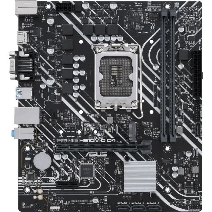 Carte mère ASUS PRIME H610M-D D4 - micro ATX - Socket LGA 1700 - Intel H610 - DDR4 - M.2 - Gigabit Ethernet