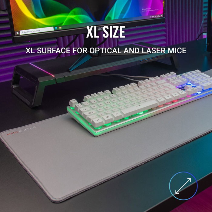 Tapis Gaming Mars Gaming MMPXLS Argenté