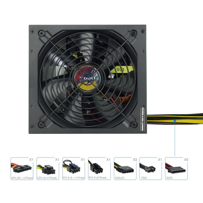Bloc d’Alimentation TooQ TQAPOLO-600SP ATX 600 W CE - RoHS Bloc d’Alimentation TooQ TQAPOLO-600SP ATX 600 W CE - RoHS