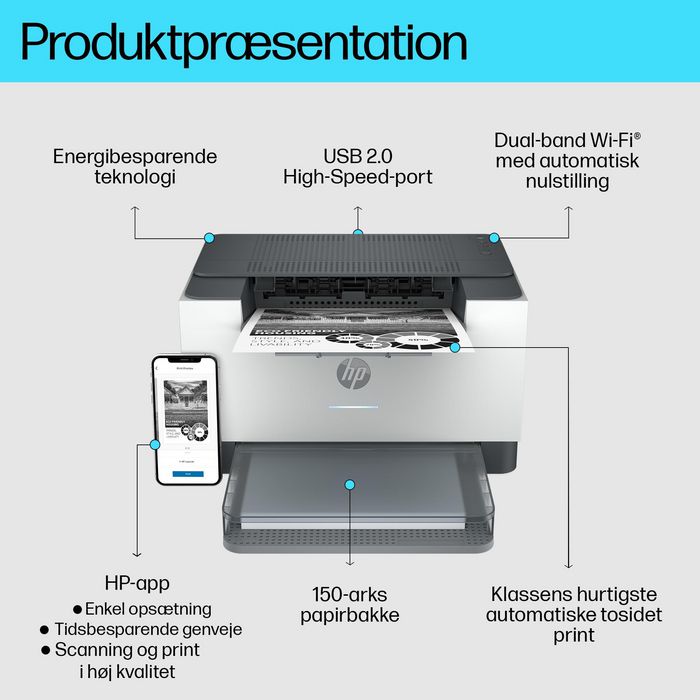 HP Imprimante Laserjet M209dw, Laser Monochrome, Impression Recto Verso Automatique, WiFi, 30 ppm, 600 x 600 ppp, A4