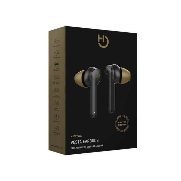Hiditec Vesta Édition Limitée Bluetooth 5.0 Écouteurs True Wireless avec Étui de Charge, Autonomie 24h, IPX5 Hiditec Vesta Édition Limitée Bluetooth 5.0 Écouteurs True Wireless avec Étui de Charge, Autonomie 24h, IPX5
