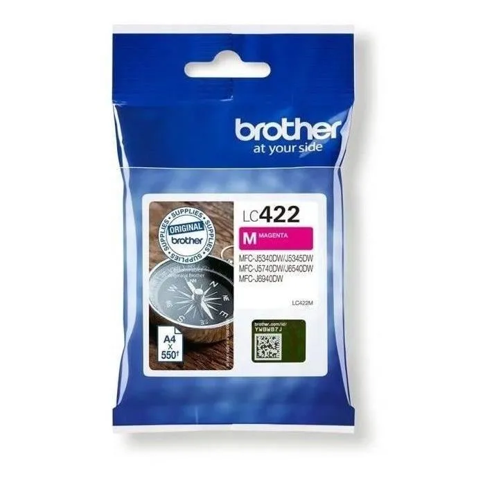Brother Cartouche d'encre Magenta LC422M - 550 pages - Pour imprimantes multifonctions MFC-J5340DW, J5345DW, J5740DW, J6540DW, J6940DW Brother Cartouche d'encre Magenta LC422M - 550 pages - Pour imprimantes multifonctions MFC-J5340DW, J5345DW, J5740DW, J6540DW, J6940DW