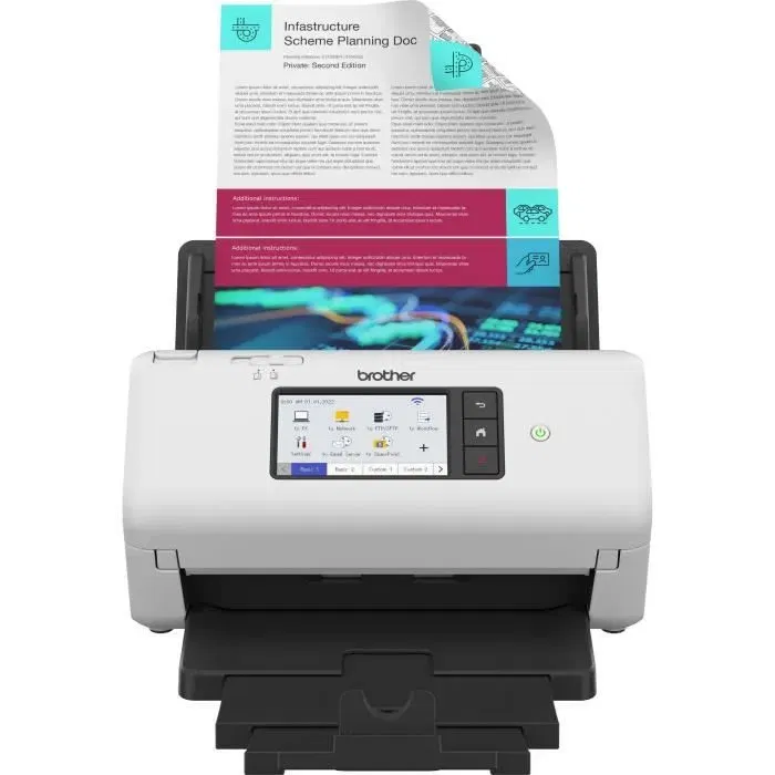 Brother ADS-4700 - Scanner de documents recto-verso ADF 80 pages, 40 ppm, Ethernet, Wi-Fi, Wi-Fi Direct, USB 3.0, résolution 600 x 600 dpi
