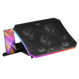 Mars Gaming Base de refroidissement pour portable 19 pouces avec 3 ventilateurs, éclairage ARGB, support pour smartphone - MNBC6