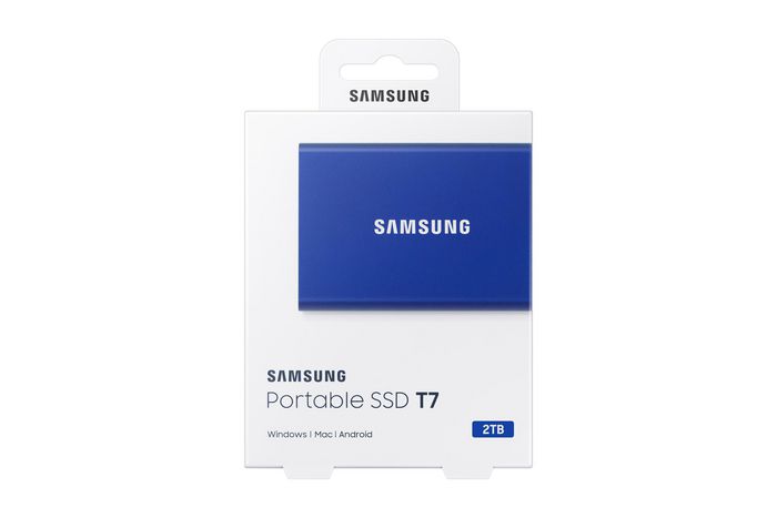 Samsung Portable SSD T7 USB 3.2 Gen 2 2TB - Lecteur SSD Externe NVMe, Vitesse jusqu'à 1050 Mo/s, Métal, Compact, Sécurité AES 256-bit, Compatible PC/Mac/Android