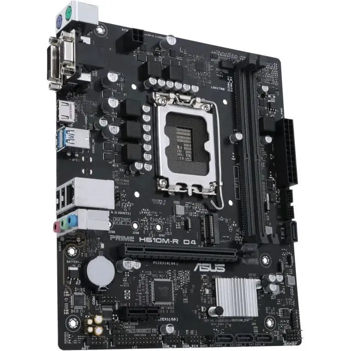 Carte mère Asus PRIME H610M-R D4, micro ATX, socket LGA 1700, Intel H610, DDR4, 64 Go max, M.2, SATA III, USB Carte mère Asus PRIME H610M-R D4, micro ATX, socket LGA 1700, Intel H610, DDR4, 64 Go max, M.2, SATA III, USB